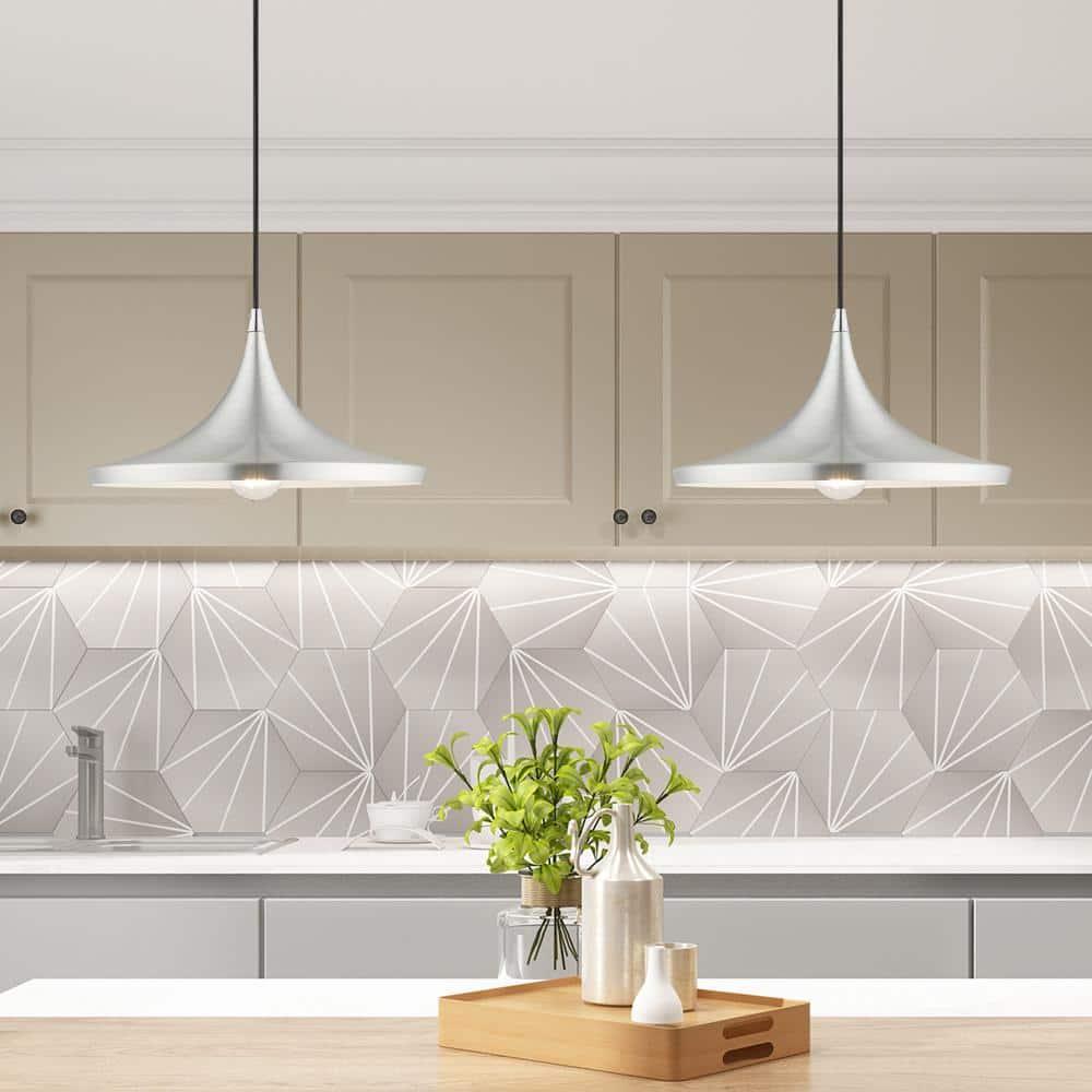 Livex Lighting Metal Shade 1 - Light Chandelier in  Brushed Aluminum