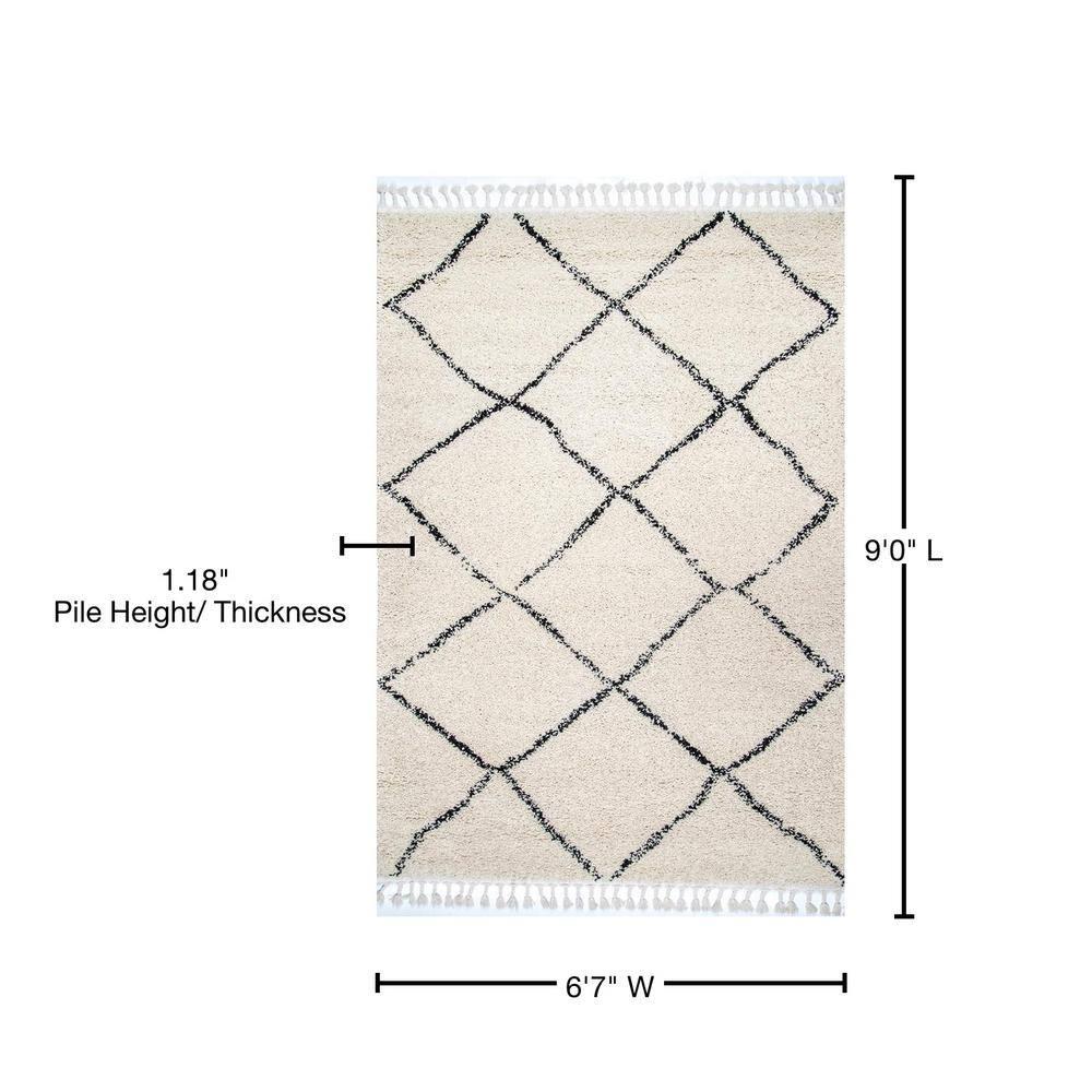 Nuloom Jessie Trellis Oval 7x9 Indoor Area Rug for Living Room Bedroom Dining Room, Off White/Charcoal