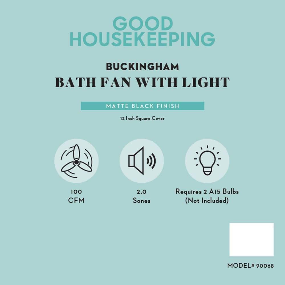 Buckingham 100 CFM 2.0 Sones Decorative Bathroom Ventilation Exhaust Fan with Light & Night-Light