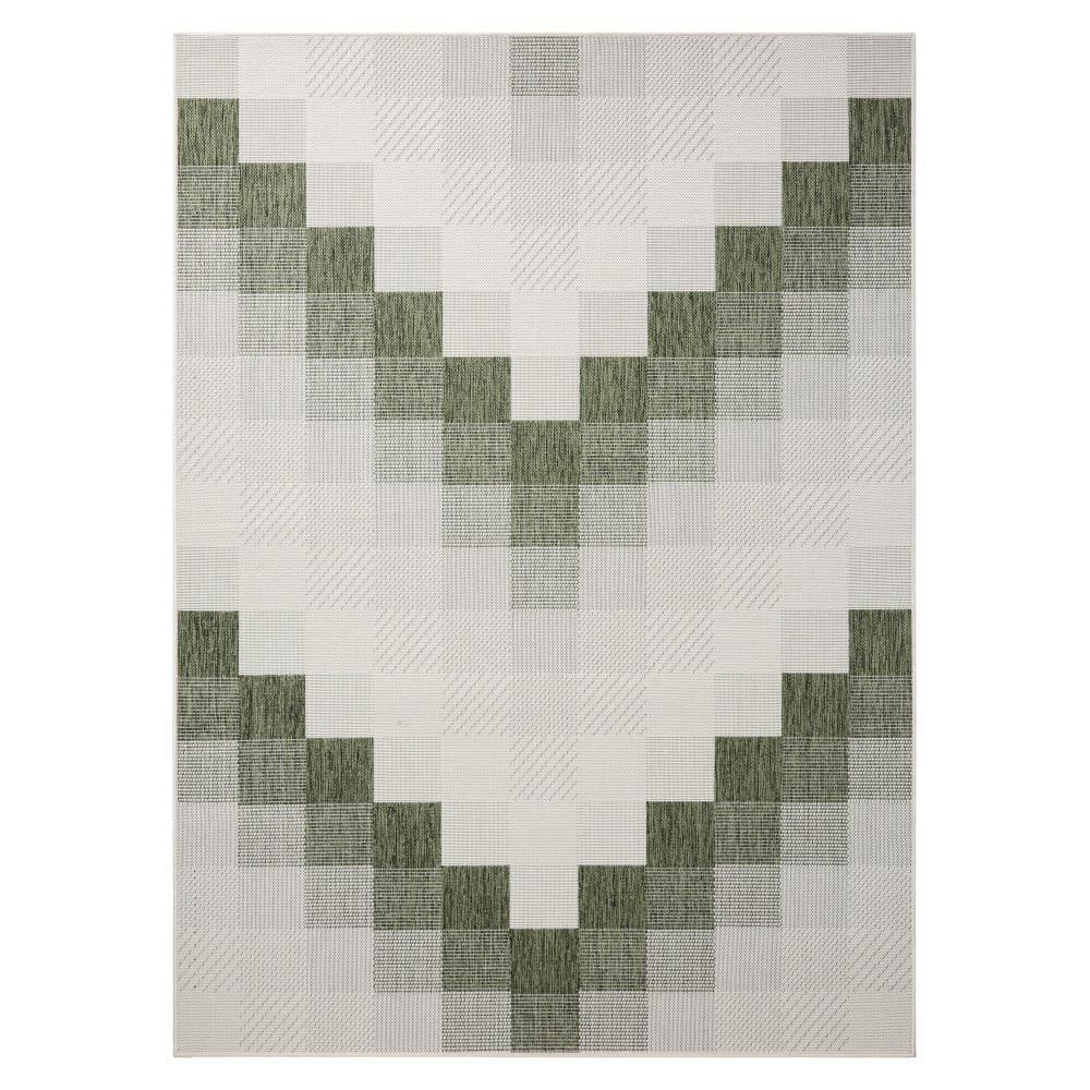 NICOLE MILLER NEW YORK Patio Country Ombre Chevron Outdoor Area Rug, Green/Cream