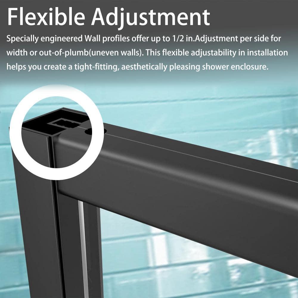 28 - 32 in. W x 71 in. H Pivot Semi-Frameless Sliding Shower Door in Matte Black with Clear SGCC Tempered Glass