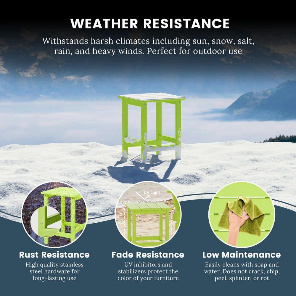 Polytrends  Laguna Hdpe All Weather Outdoor Patio Square Side Table Lime