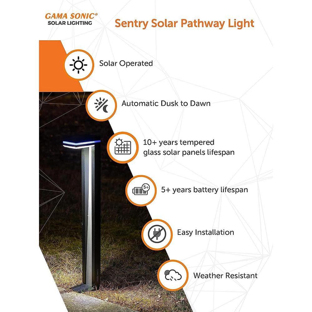 Gama Sonic Sentry Modern 60 Lumens Solar Outdoor LED Landscape Pathway Light - 2 Pack