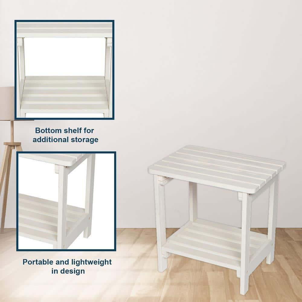 Shine Company Rectangular Traditional Wooden Indoor/Outdoor Side Table in White
