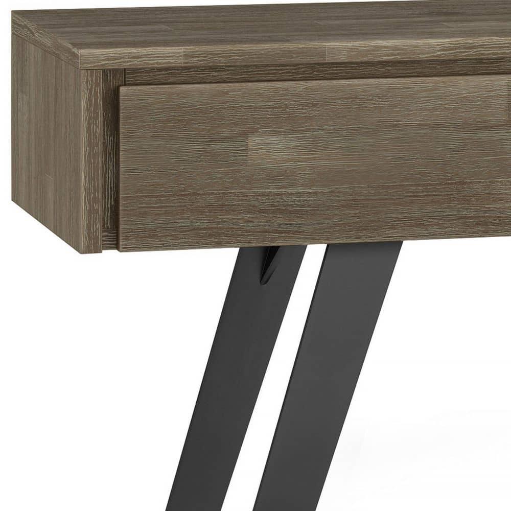 Lowry 60"W Solid Wood Modern Industrial Storage Console Table with 3 Storage Drawers and Metal Legs