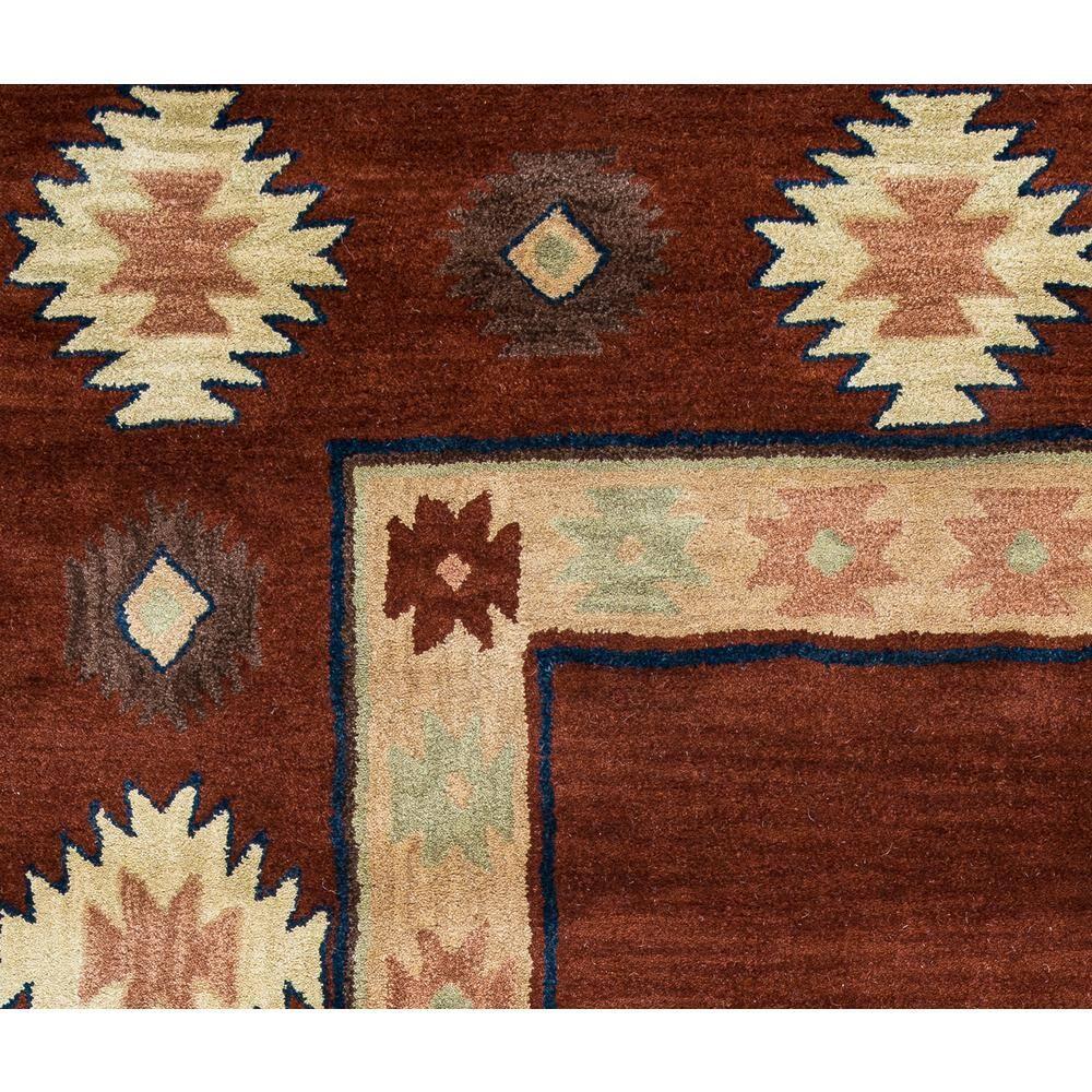 Alora Decor 8'x8' Ryder Southwest Border Round Area Rug Burgundy