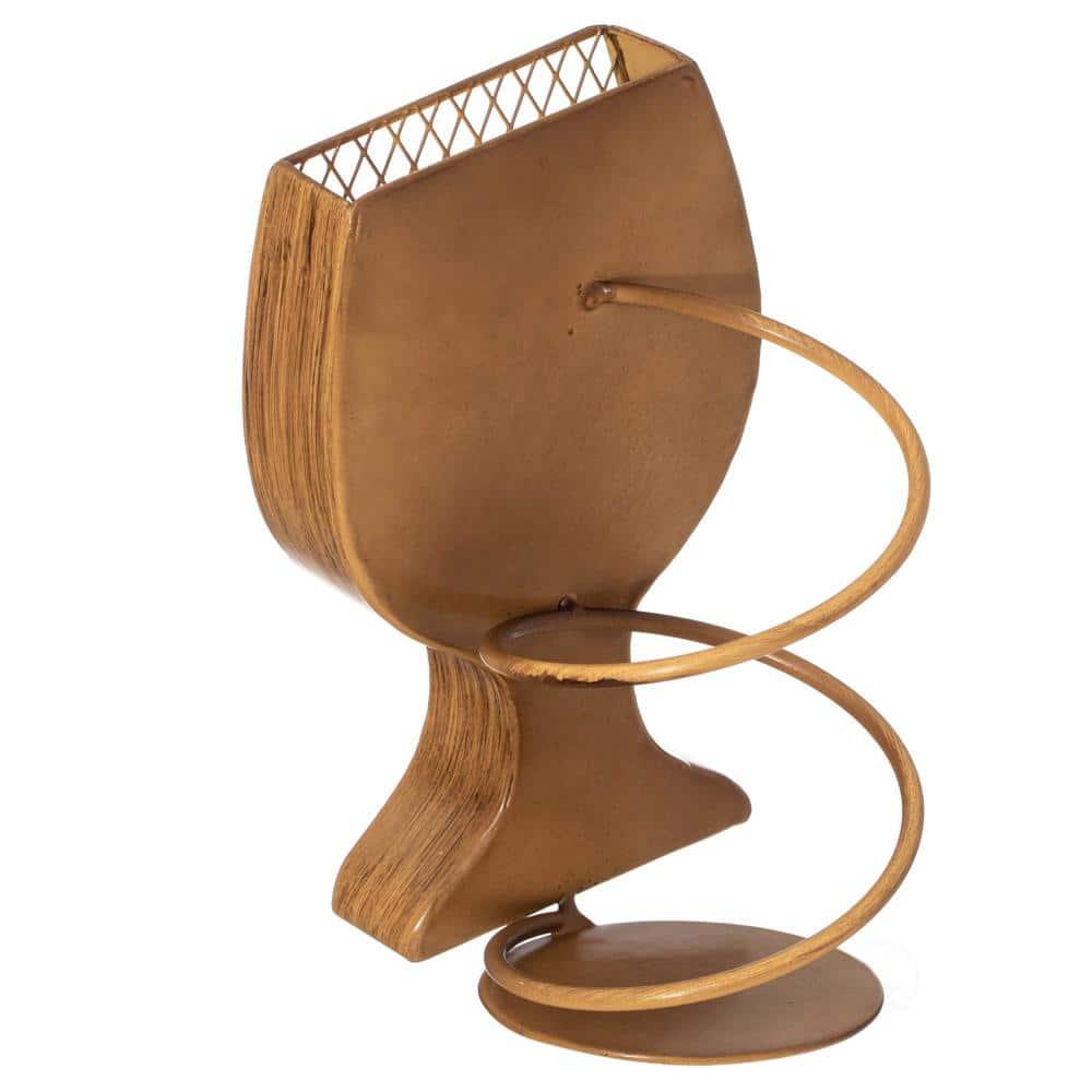 Vintiquewise Decorative Metal Goblet Shape Wine Bottle and Cork Holder A Unique Home Decor Piece and Countertop Accessory