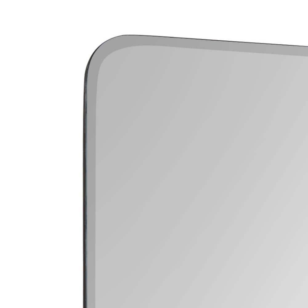 22" x 30" Fosset Frameless Mirror with Shelf White - Kate & Laurel All Things Decor: Chic Bathroom Vanity, Wall Mount