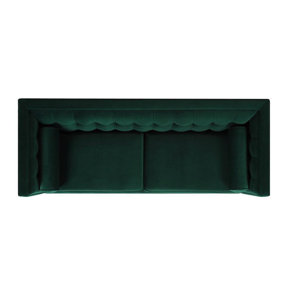 Jack 84" Velvet Tufted Tuxedo Sofa Double Cushion in Evergreen