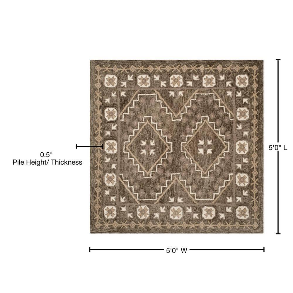 Bella BEL672 Hand Tufted Area Rug - Brown/Taupe - 5'x5' - Safavieh.