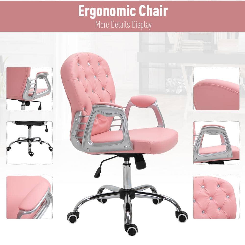 Vinsetto Indoor Height Adjustment and Armrest Office Desk Chair, Pink