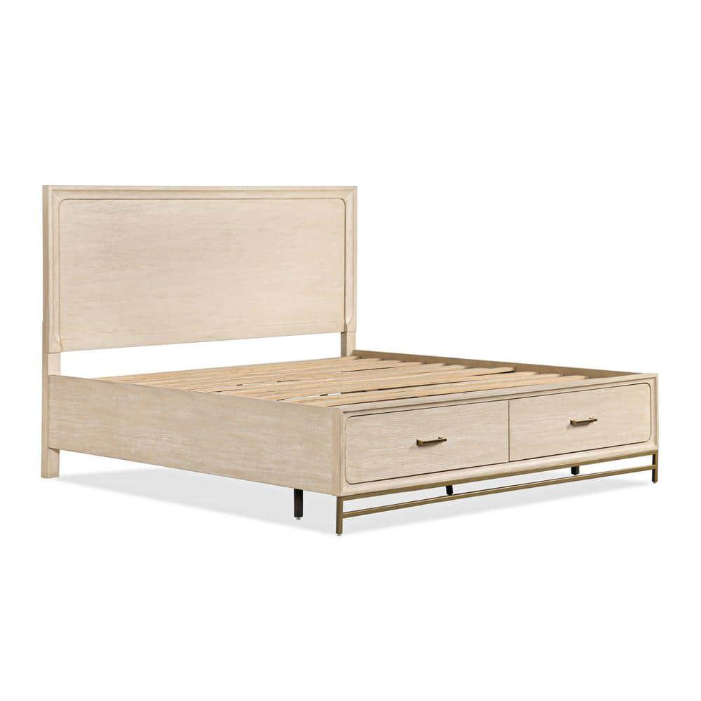 HOMES: Inside + Out 3pc Eastern King Neovesi Platform Bedroom Set Boho with 2 Nightstands Oak