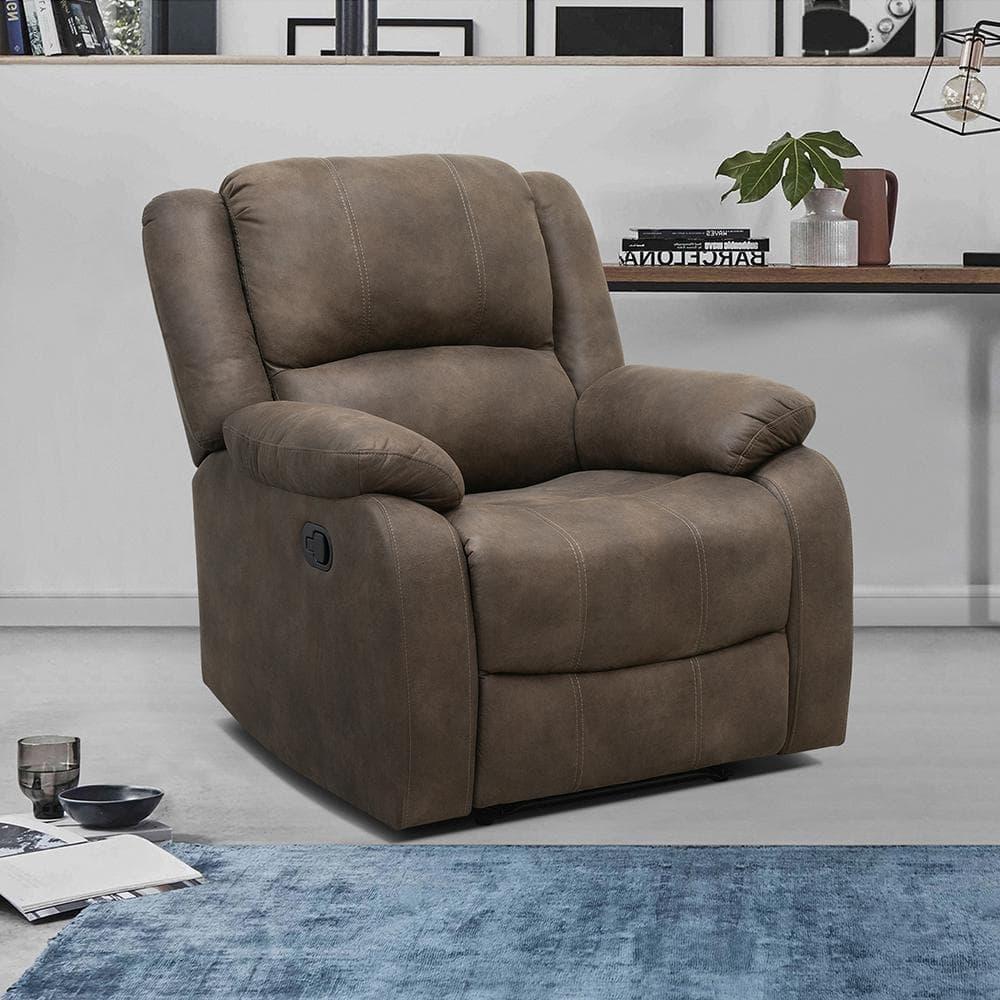 Lexicon Fairview Polished Microfiber Upholstered Manual Recliner in Brown
