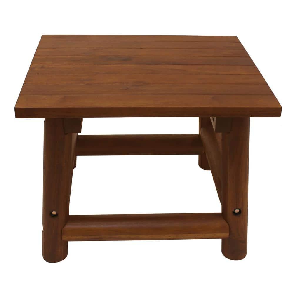 Leigh Country Amber Log Perch Handcrafted Hardwood Acacia Small Rectangular Accent Side End Table for Outdoor, Patio, and Garden, Brown