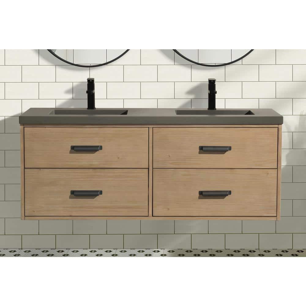 Sand & Stable™ Clary 55'' Double Bathroom Vanity with Concrete Top