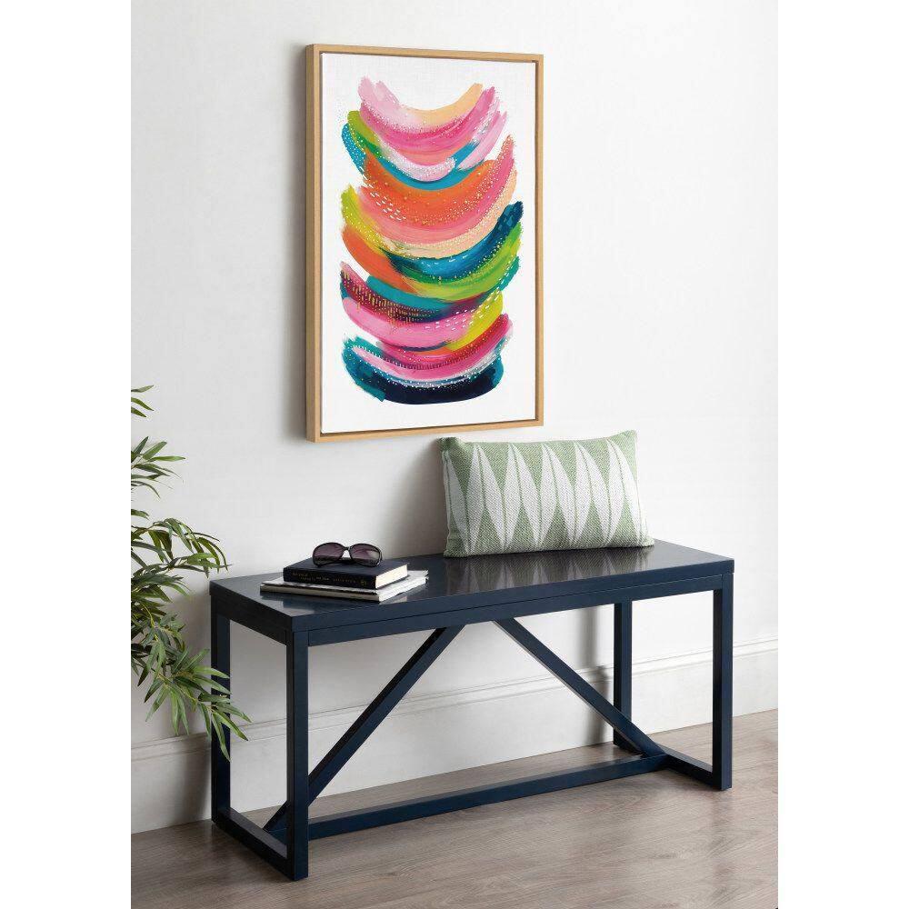 Kate and Laurel Sylvie Bright Abstract Framed Canvas Wall Art by Jessi Raulet of Ettavee, 23x33 Natural, Modern Colorful Brushstrokes Art for Wall