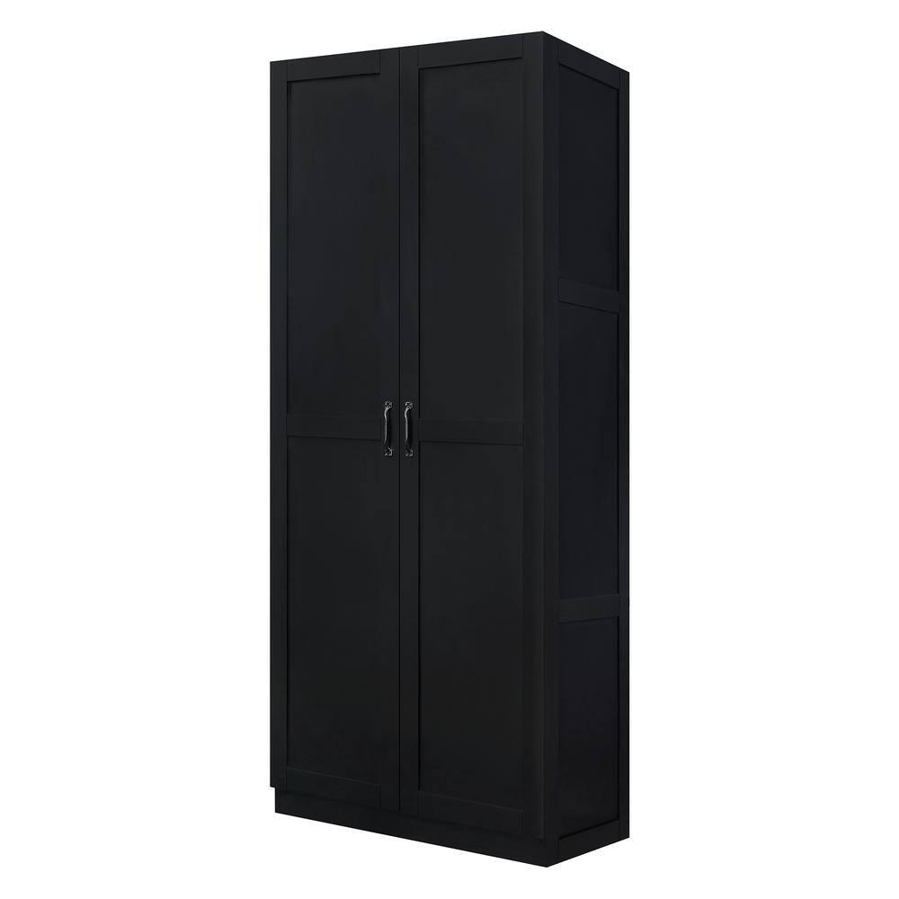 Set of 2 Hopkins Modern 4 Shelf Storage Closets Black - Manhattan Comfort