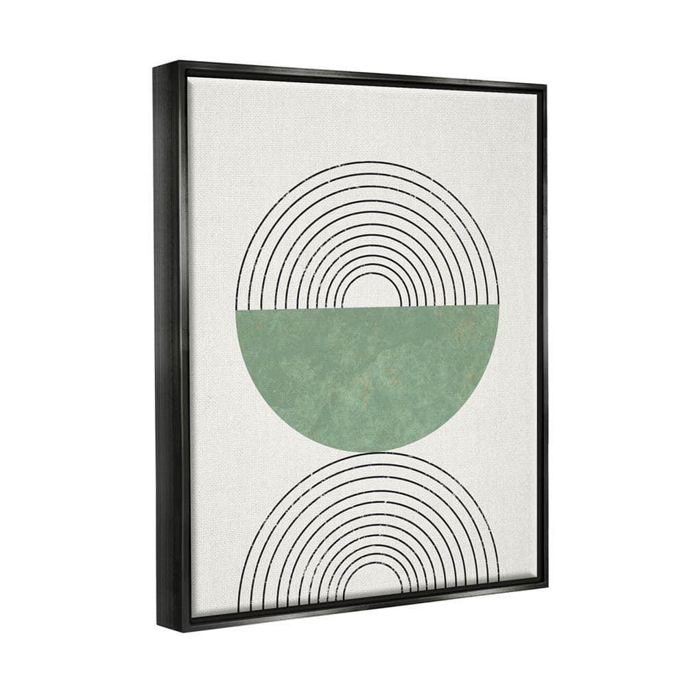 Stupell Industries Abstract Geometric Circular Study Curved Art Deco Jet Black Framed Floating Canvas Wall Art, 16x20, by Daphne Polselli