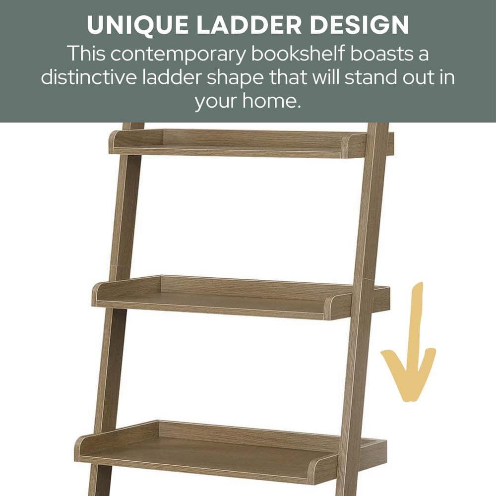 Convenience Concepts American Heritage 5-Shelf Ladder Bookcase, Driftwood