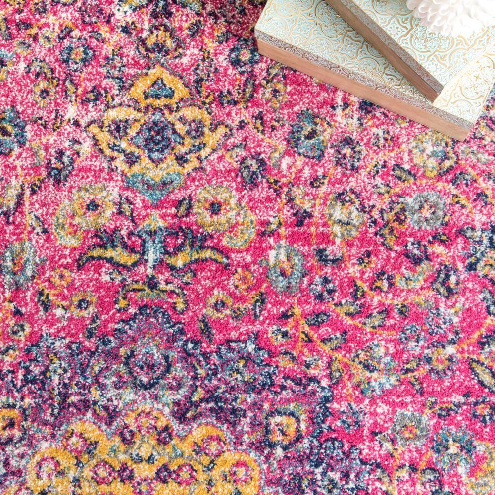 Vintage Elegance 9' x 12' Pink Synthetic Oval Area Rug