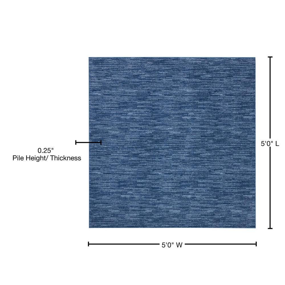 Nourison Nourison Essentials NRE01 Indoor/outdoor Area Rug - Navy Blue 5' x square