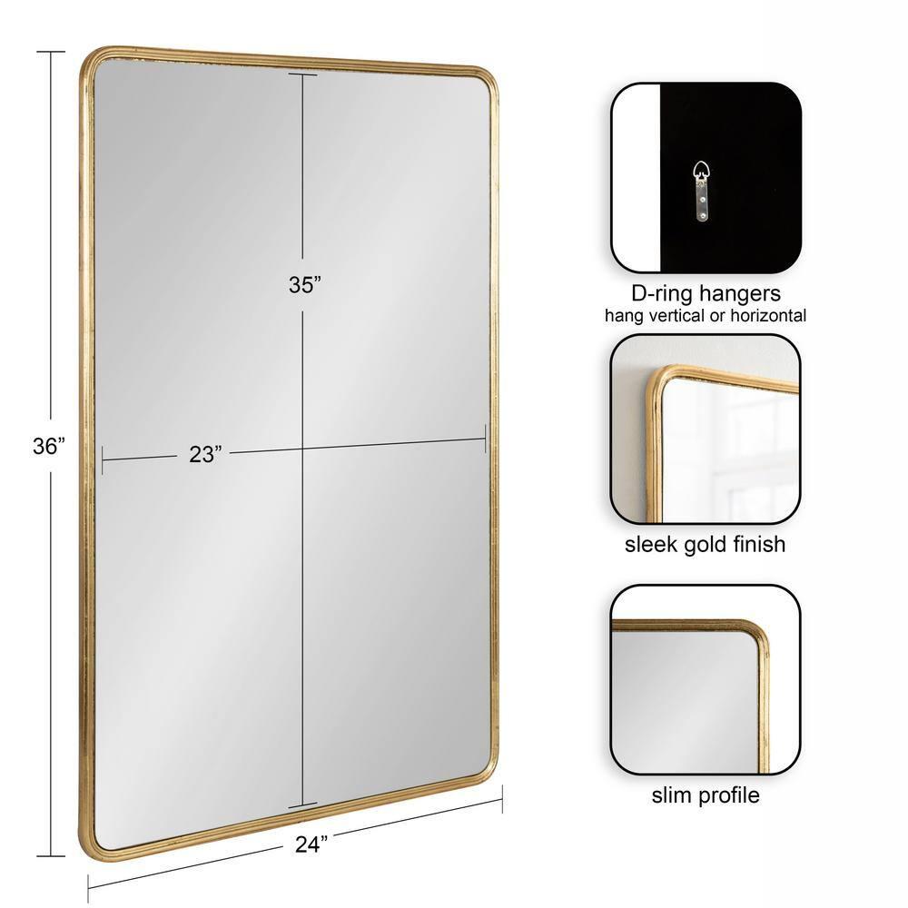 Kate and Laurel Caskill MDF Rectangle Mirror, 24x36, Gold