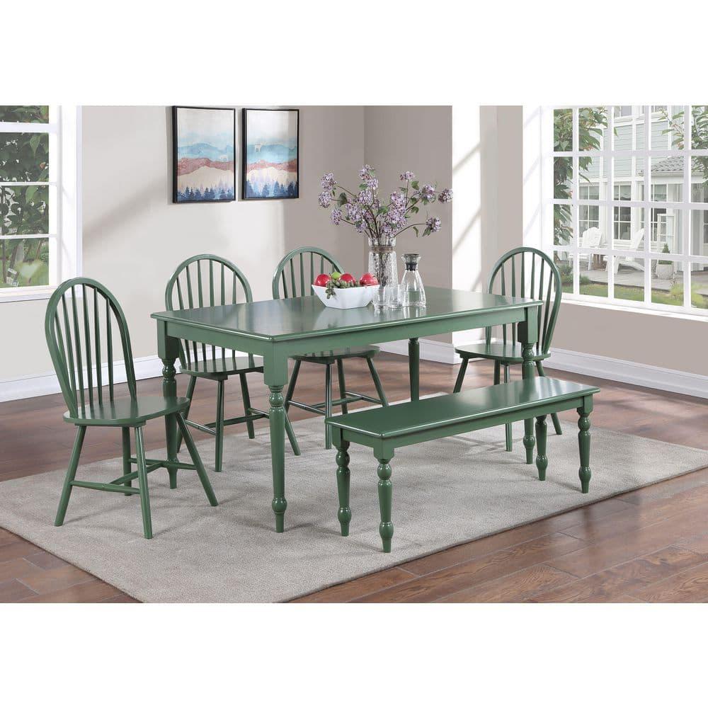 Boraam Carolina Rubberwood Equestrian Green Dining Room Chairs – Set of 2