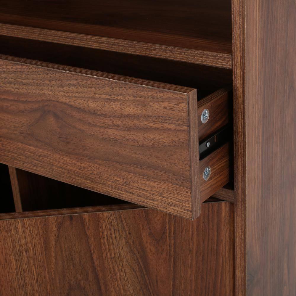 Noble House Davina Contemporary Faux Wood Cube Unit Bookcase, Walnut, Black