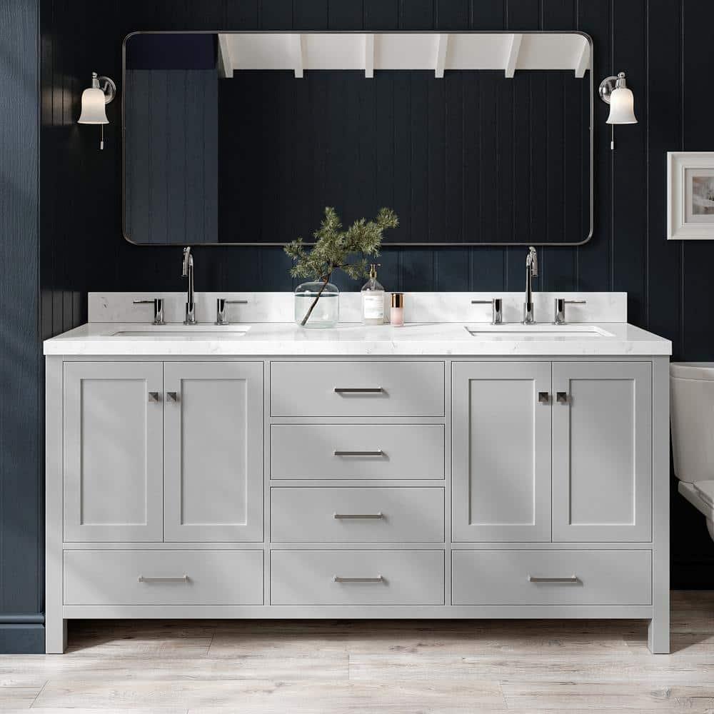 Ariel A073d-Bc Cambridge 72" Double Free Standing Vanity Cabinet Only - Grey