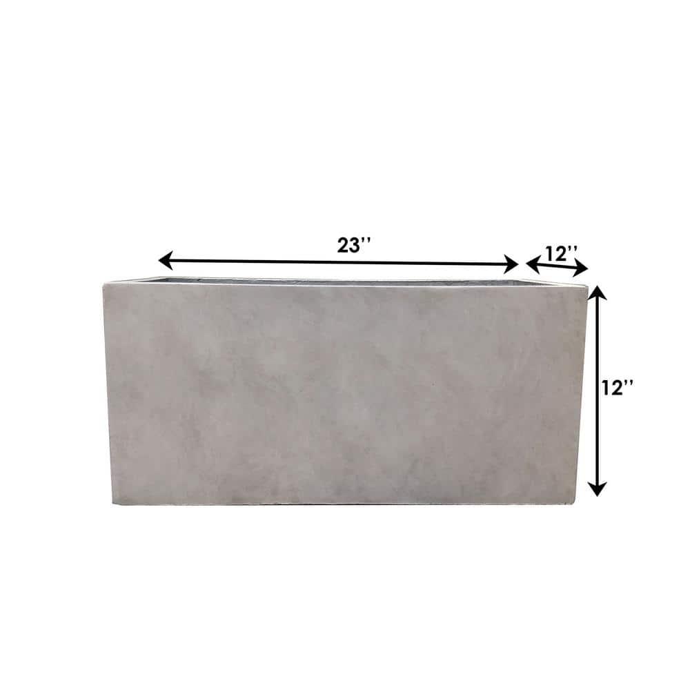 Rosemead Home & Garden, Inc. 12" Rectangular Concrete/Fiberglass Elegant Indoor/Outdoor Planter Weathered Gray