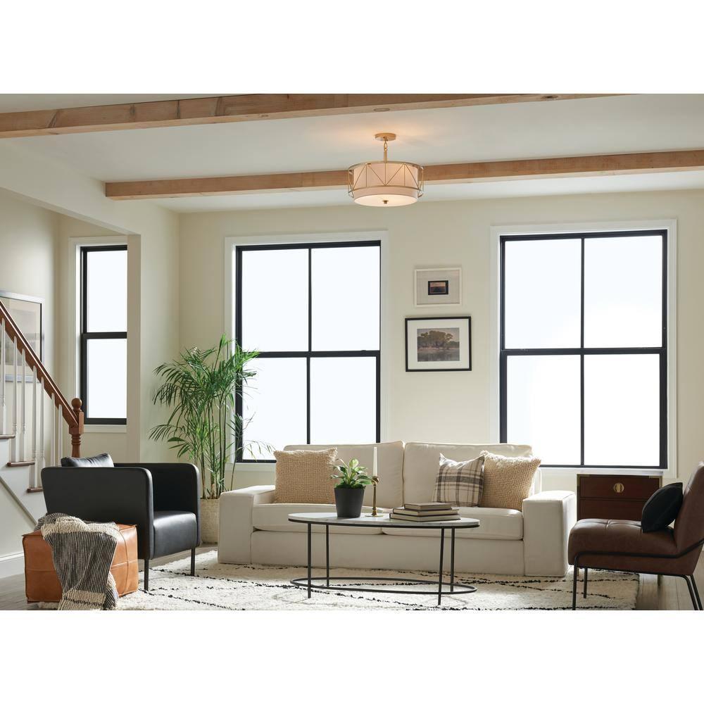 52075CLG-Kichler Lighting-Birkleigh - 3 Light Convertible Semi-Flush Mount In Art Deco Style-9.5 Inches Tall-Classic Gold Finish