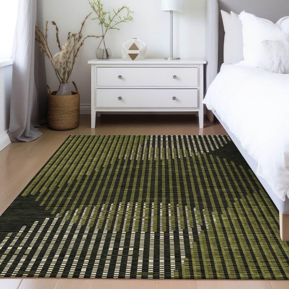 Machine Washable Indoor/Outdoor Chayden ACN1001 Olive