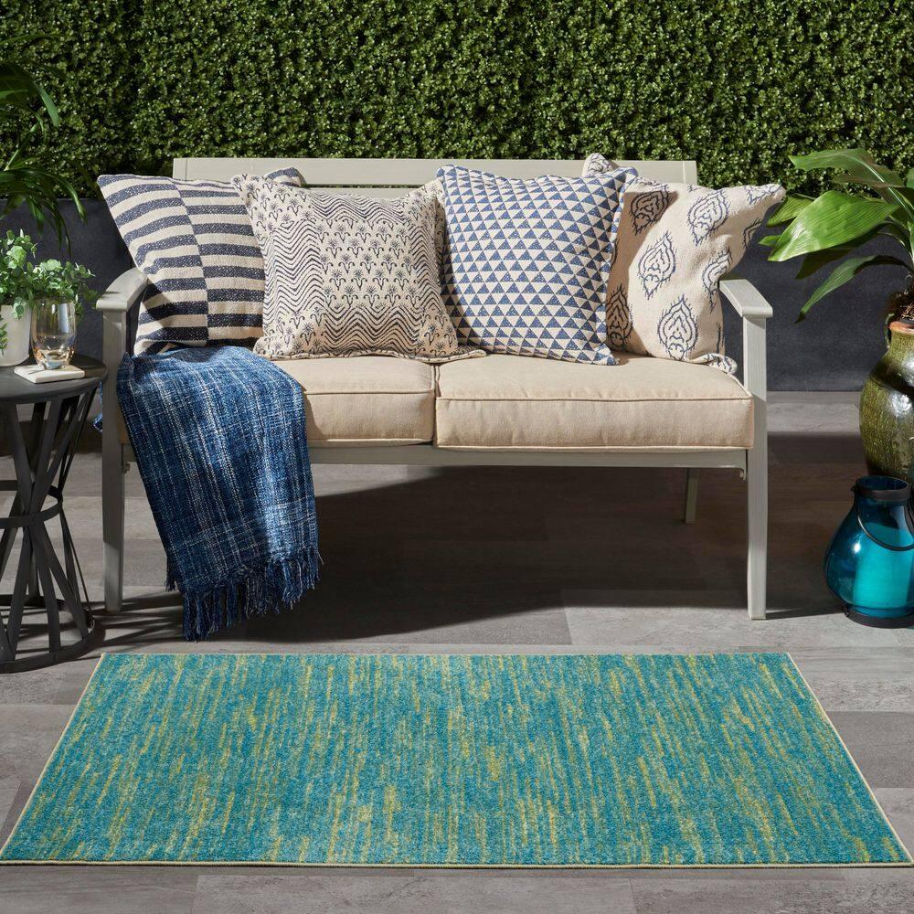 Nourison Nourison Essentials NRE01 Indoor/outdoor Area Rug - Blue Green 3' x 5'