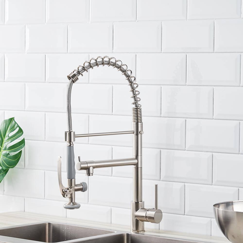 Kitchen Faucet Pull Down Sprayer Brushed Nickel,Single Handle Kitchen Sink Faucet