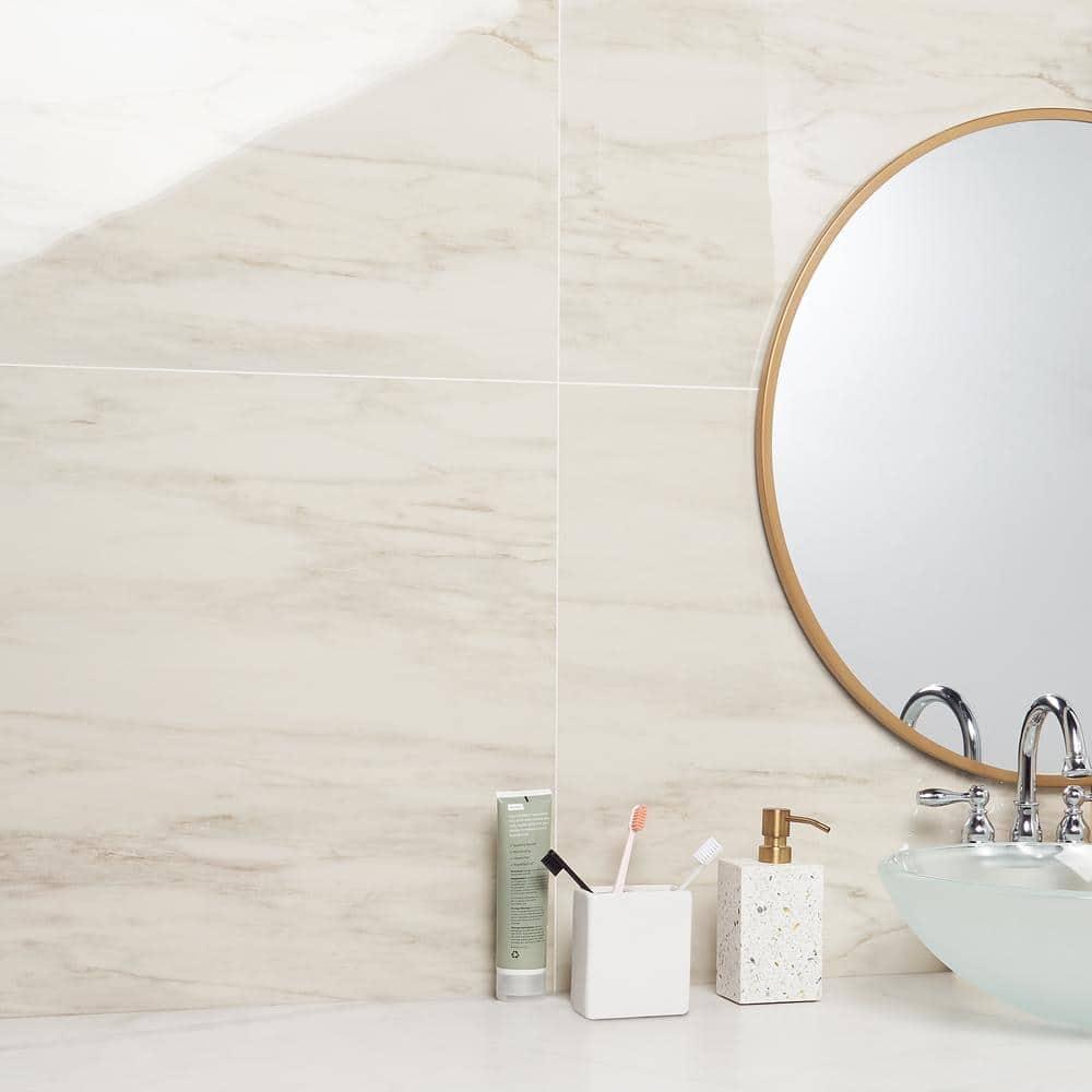 24" x 24" Polished Marble Look Porcelain Floor and Wall Tile (15.5 Sq. Ft. / Case)