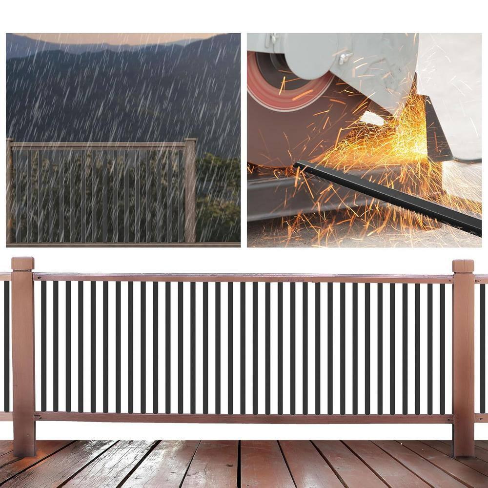 25 Pack Rectangle Staircase Balusters, 36" Black Metal Deck Spindle and Stairs Railing, Hollow Rectangle Deck Balusters for Porch Railing