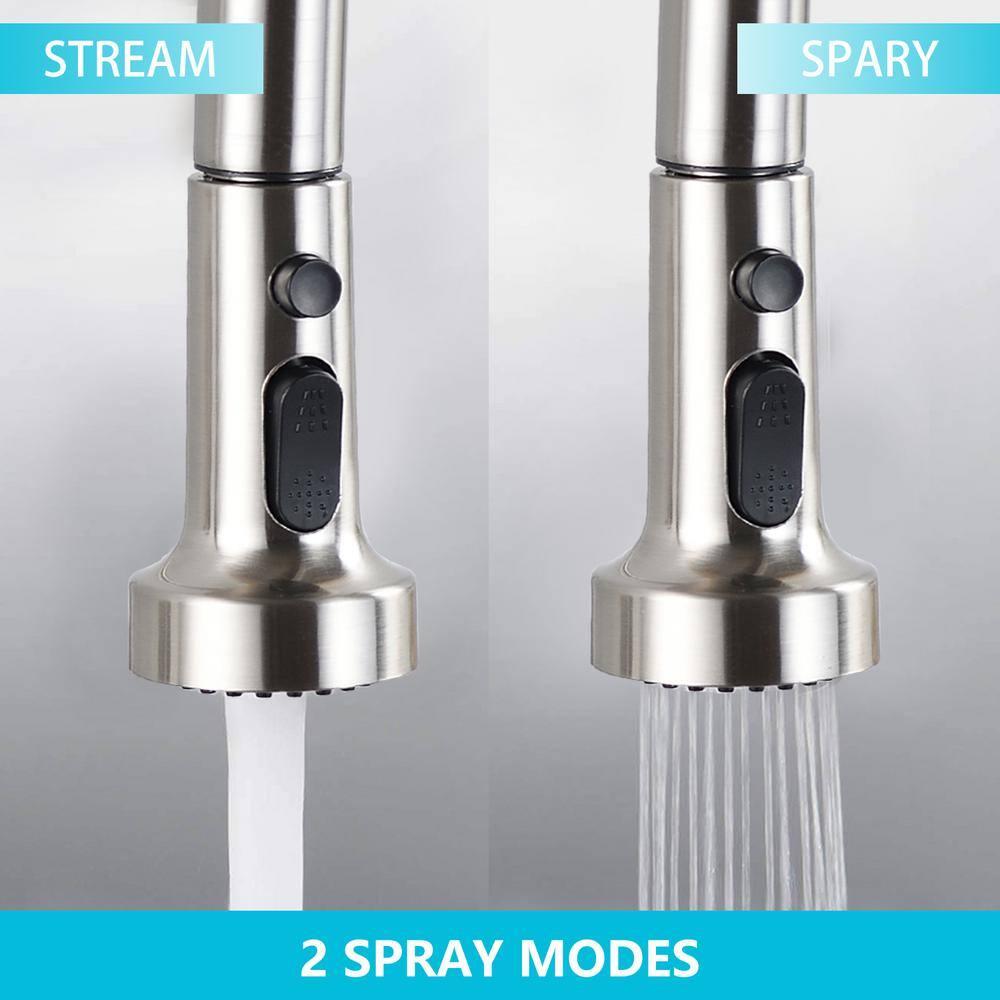 Clearance! Stainless Steel Pull Down Kitchen Faucet with Soap Dispenser Brushed Nickel
