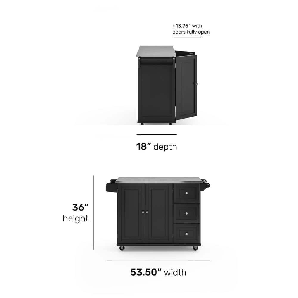 Homestyles Dolly Madison Wood Kitchen Cart in Black