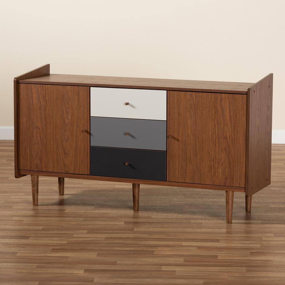 Halden Wood 2 Door Dining Room Buffet Brown/Gray - Baxton Studio