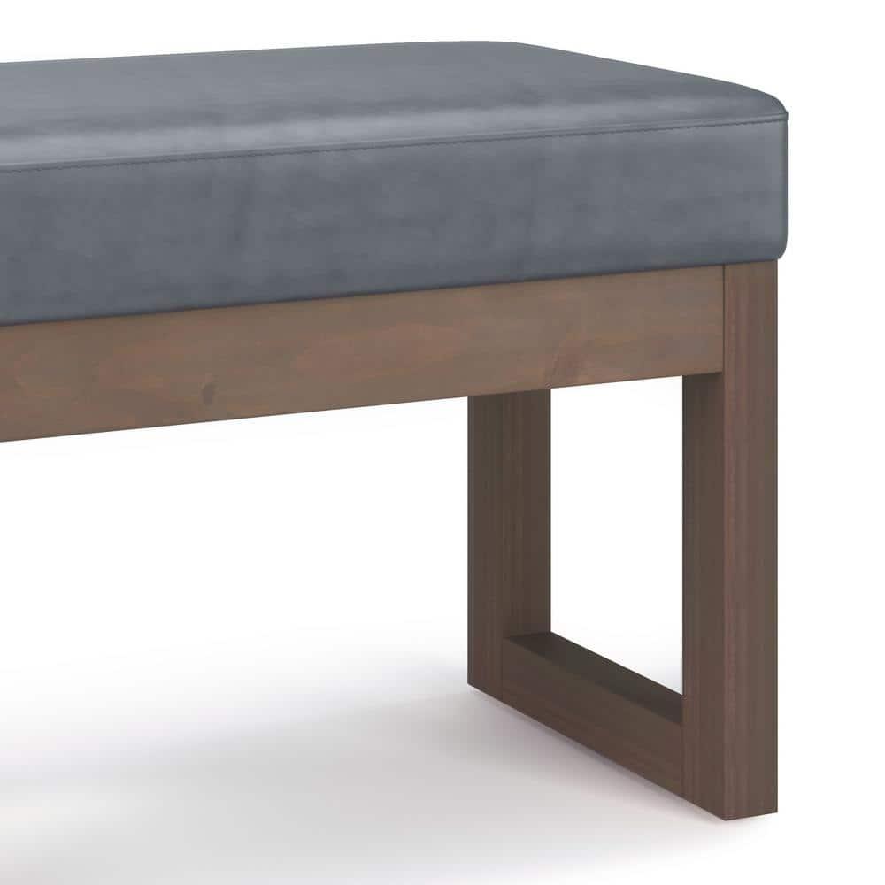 Simpli Home Milltown Ottoman Bench with Upholstered Seat and Solid Wood Frame