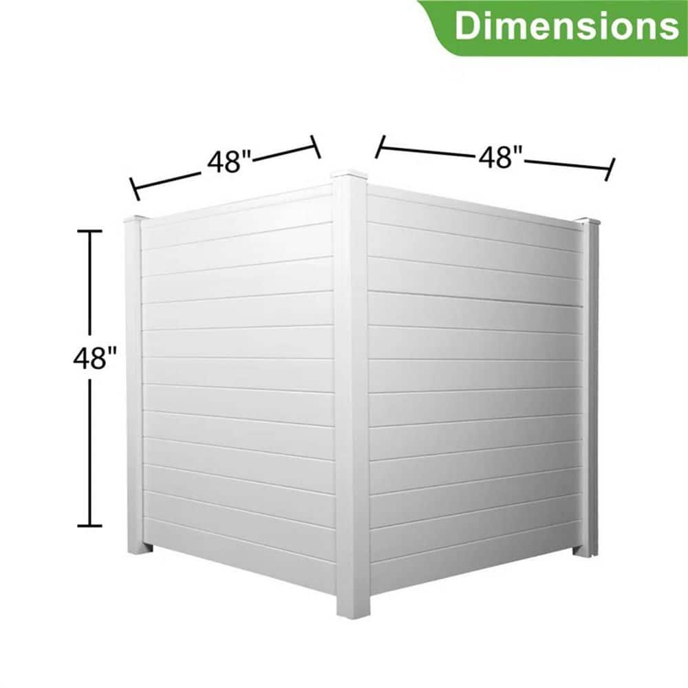 4ft H x 4ft W (2 Panels) No Dig Enclo Premium White Vinyl Privacy Screen, Outdoor Privacy Panels, Use As Air Conditioner Fence, Trash Can Enclosure, Pool Equipment Enclosure, ZP19014