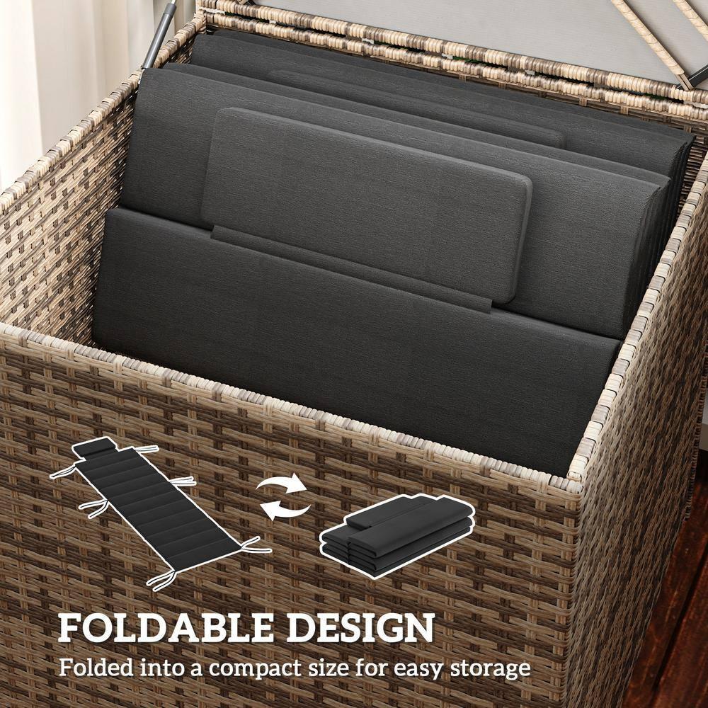 Outsunny Foldable Lounge Chair Cushion Set of 2, UPF50+ 230gsm Olefin and 25D High-Density Foam, Chaise Lounge Cushion Set, 80" x 26", Black