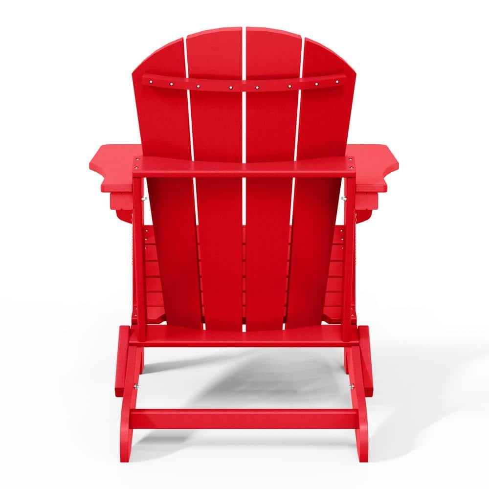 Red Poly Adirondack Outdoor Folding Armchair Set of 2