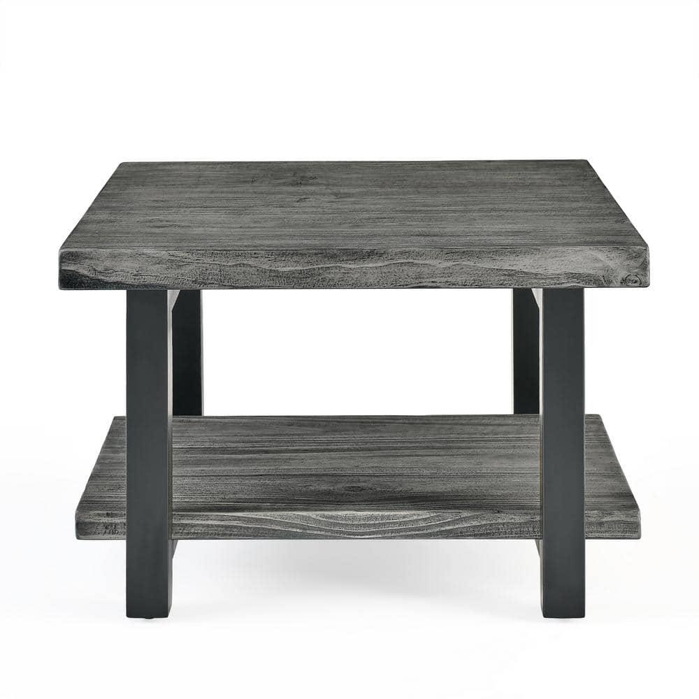 27" Pomona Metal and Reclaimed Wood Square Coffee Table Slate Gray - Alaterre Furniture