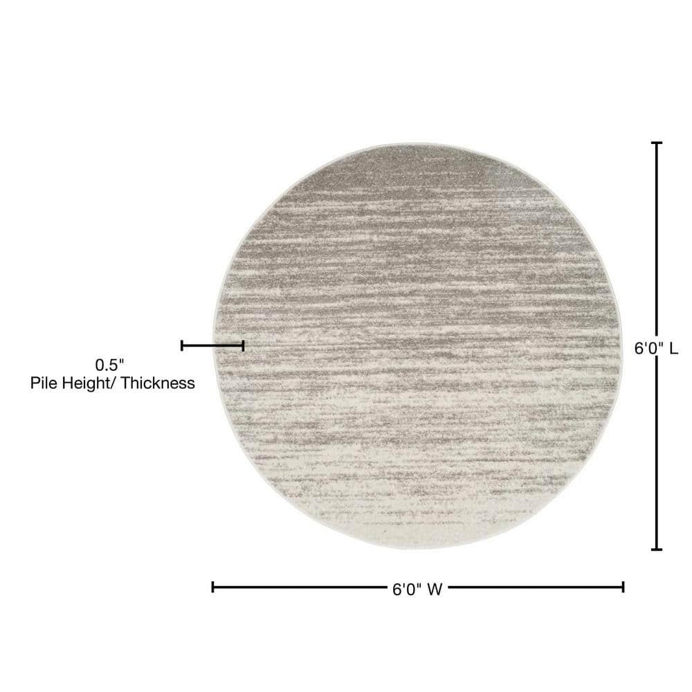 Adirondack ADR113 Machine Made Indoor Area Rug - Light Grey/Grey - 6' Round - Safavieh