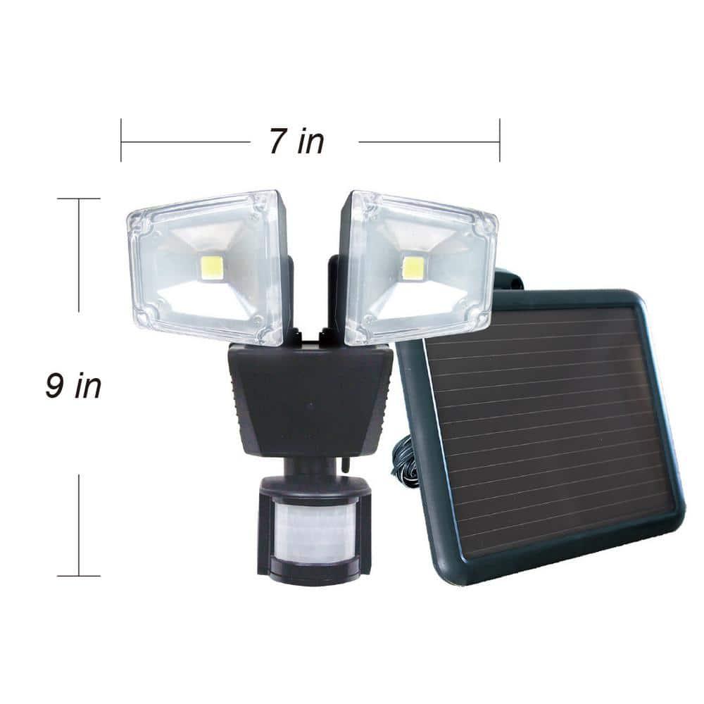 Nature Power 2 - Head LED Solar Powered Dusk to Dawn Outdoor Security Flood Light with Motion Sensor