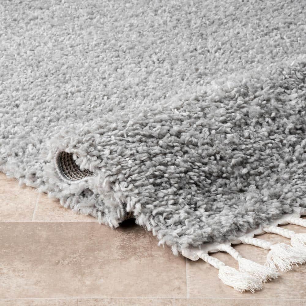 Nuloom Neva Solid 3x5 Accent Shag Indoor Area Rug for Living Room Bedroom Dining Room Nursery Entryway, Grey/Ivory