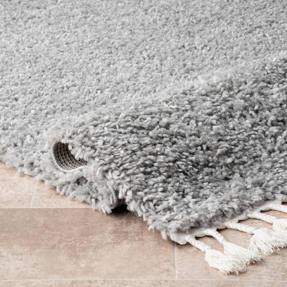 Nuloom Neva Solid 4x6 Shag Indoor Area Rug for Living Room Bedroom Dining Room Nursery, Grey/Ivory
