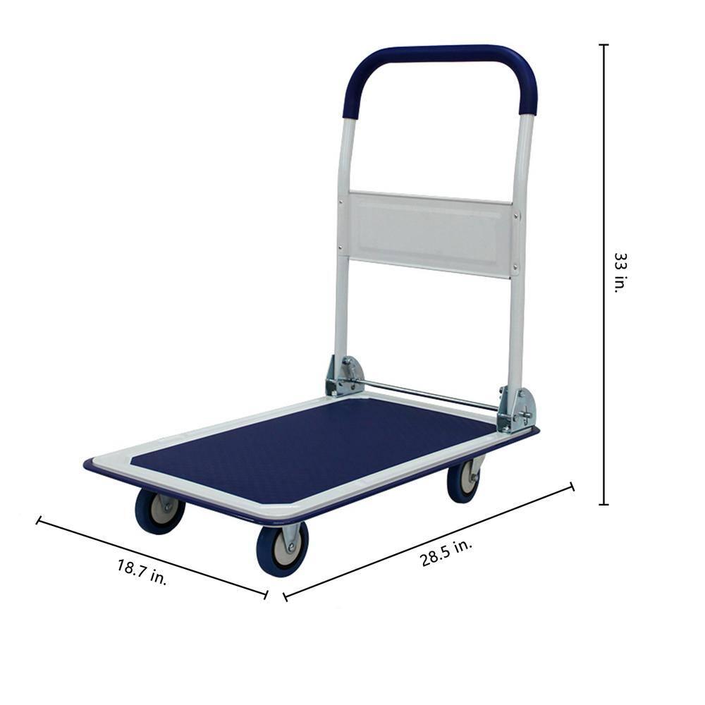 330 lb. Capacity 4-Wheel Standard Duty Steel Platform Truck in Blue