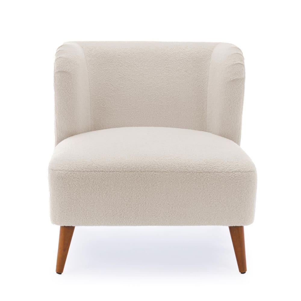 Comfort Pointe Vesper Boucle Accent Chair Milky White: Armless, Wingback, Wood Legs, Foam Cushion